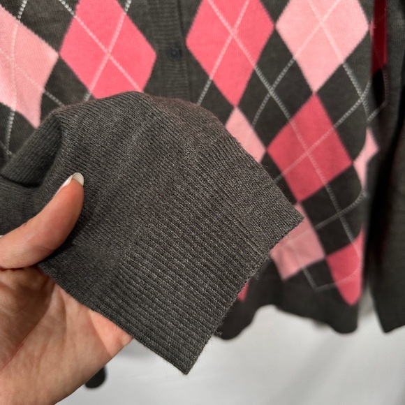 Croft & Barrow Women's Argyle Cardigan - Pink and Black XL - Picture 6 of 9
